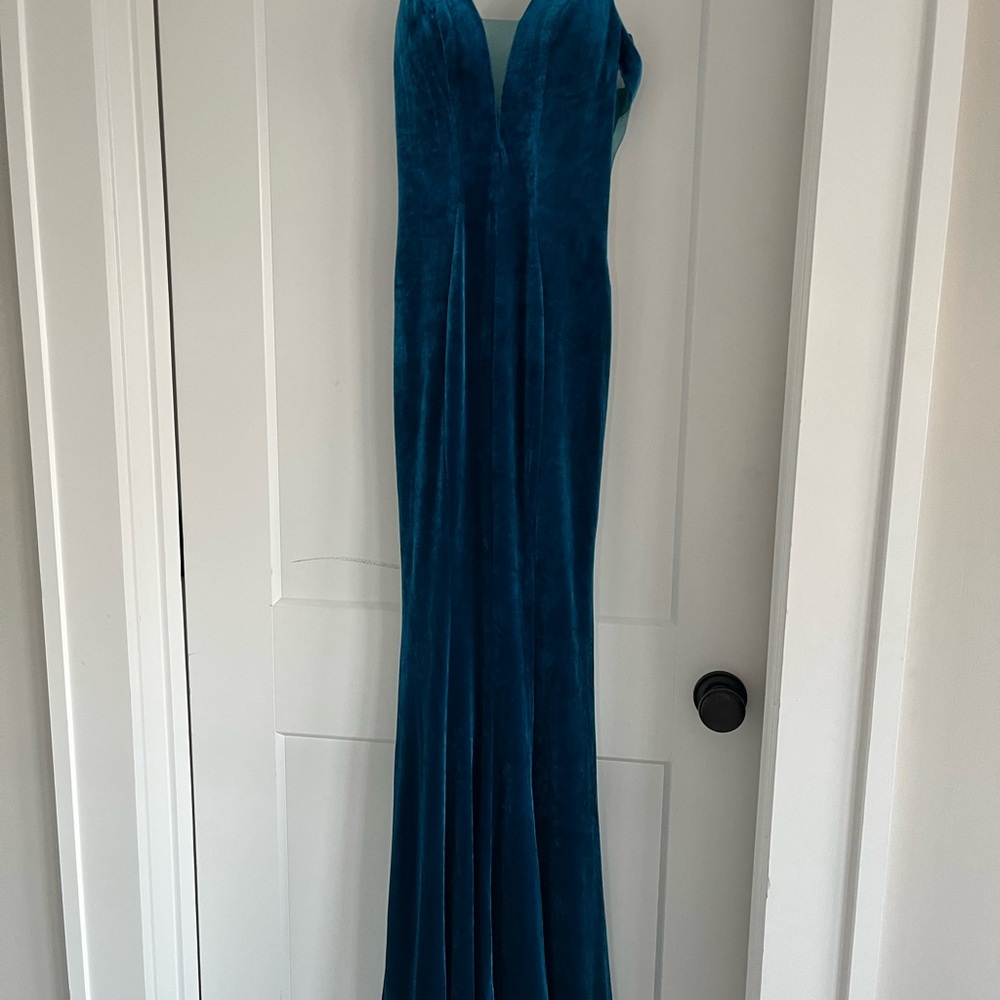 Elegant Teal Velvet Gown